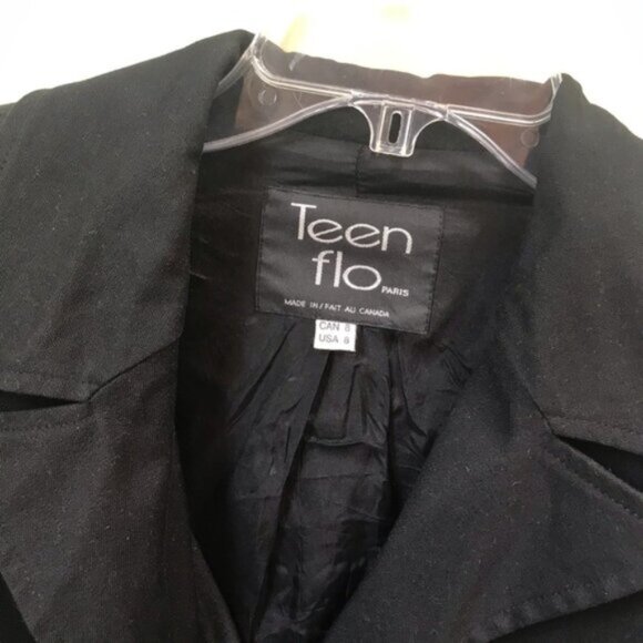 TeenFlo Paris Vintage Y2K Minimalist Stretch Jacket Blazer Cotton Pockets Button - Picture 6 of 12